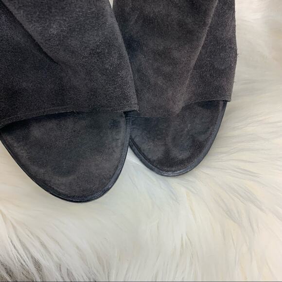 Rag & Bone Black Suede Leather Wyatt Peep Toe Heeled Booties Size 41 - Picture 4 of 9